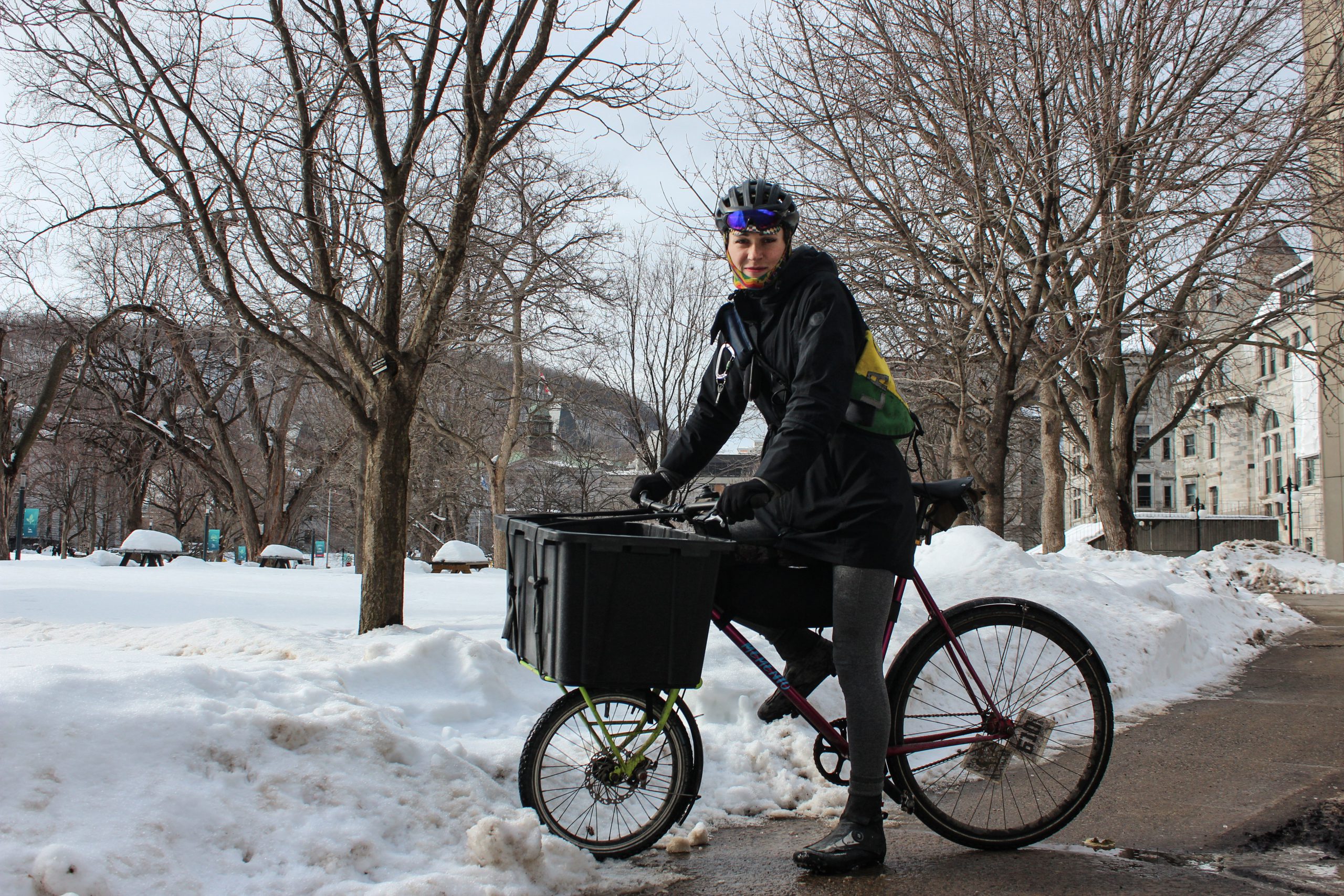 Éliane Trudeau uses their bike