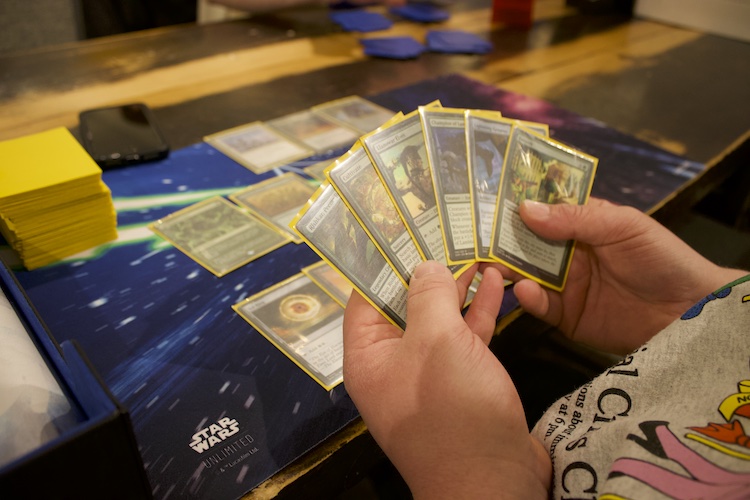 A hand of Magic the gathering cards