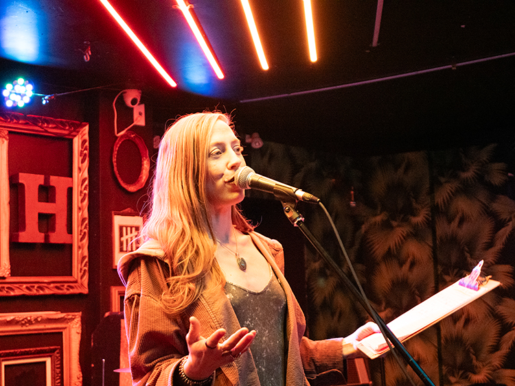 lea keeley hosts an open mic at turbo haus