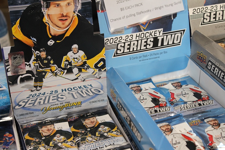 Upper Deck hockey cards available at the counter next to the cash register at KSKS Sports Collectibles.