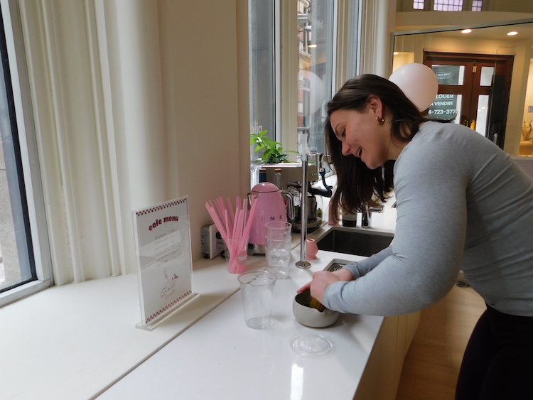 Woman making a matcha